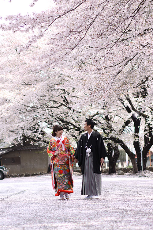 桜和婚色打掛群馬県結婚式