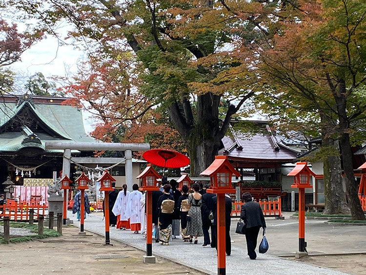 上野総社神社秋の紅葉神前式