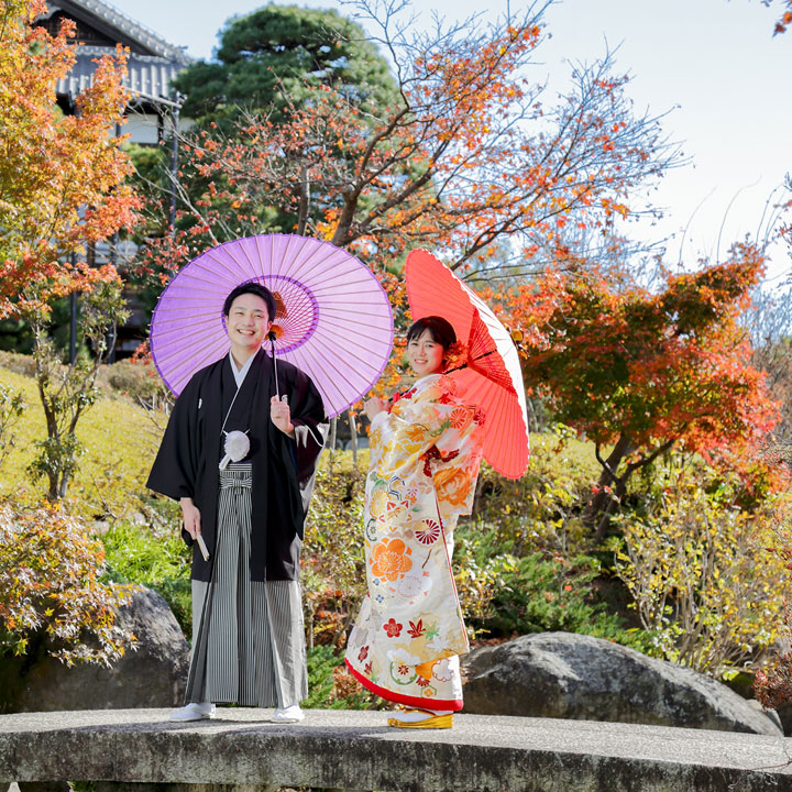 和装色打掛特典秋の神社結婚式