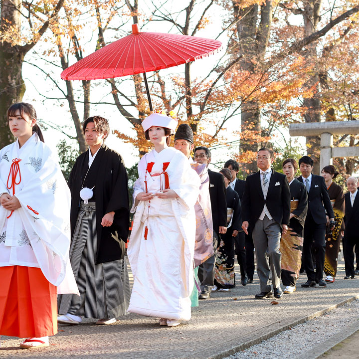 和装色打掛特典秋の神社結婚式