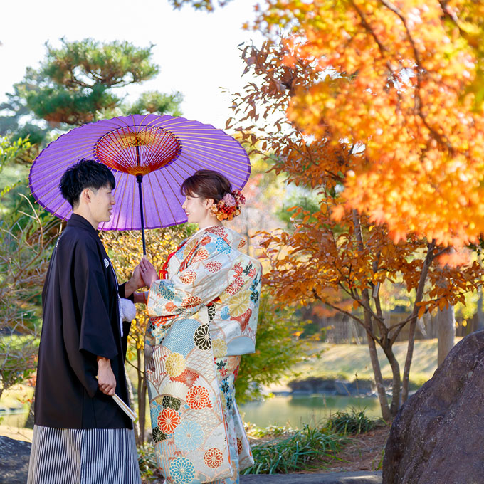 秋の紅葉神社結婚式