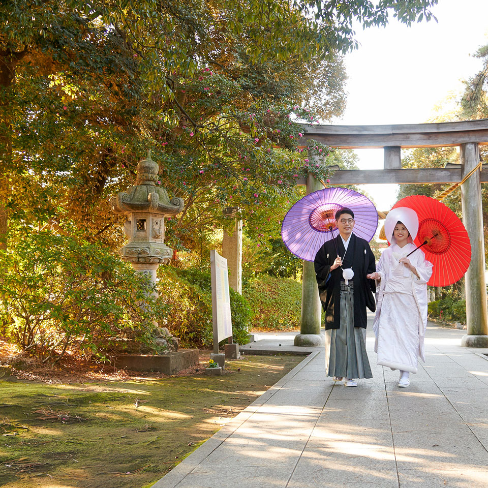 秋〜冬の神社結婚式群馬県神前式