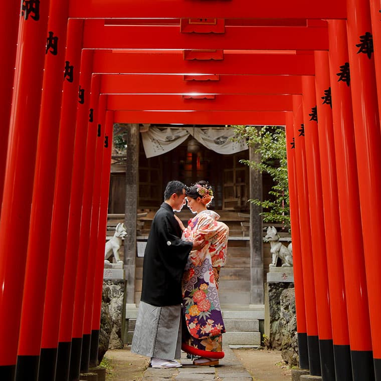 桜結婚式・色打掛当日ロケーションフォト＆進雄神社