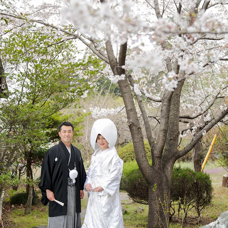 桜結婚式・色打掛当日ロケーションフォト＆進雄神社