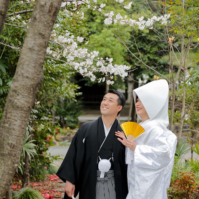 桜結婚式・色打掛当日ロケーションフォト＆進雄神社