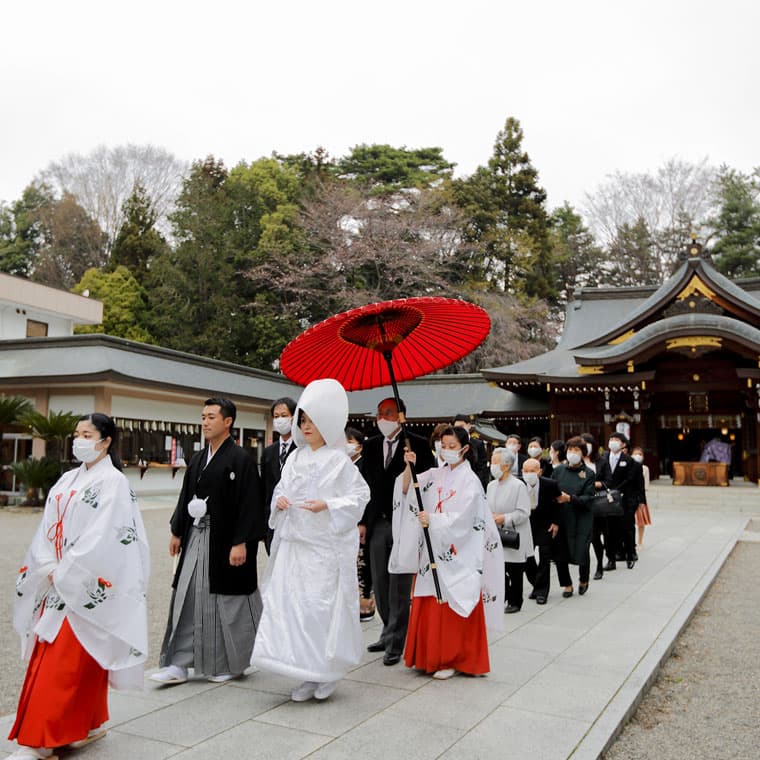 桜結婚式・色打掛当日ロケーションフォト＆進雄神社