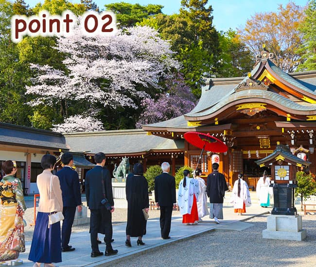 群馬県和装桜結婚式神前式